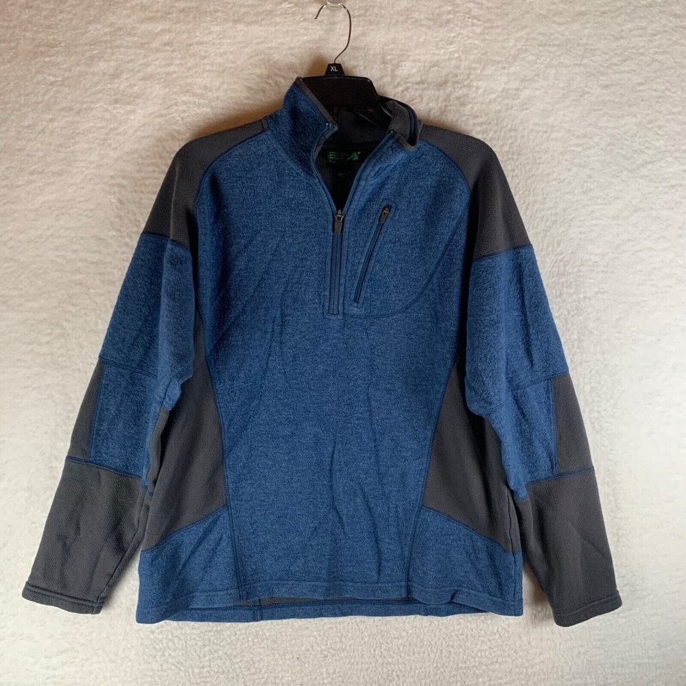 Eastern Mountain Sports Men's Wool Blend Blue Gray 1/4 Zip Sweater Size M 8825